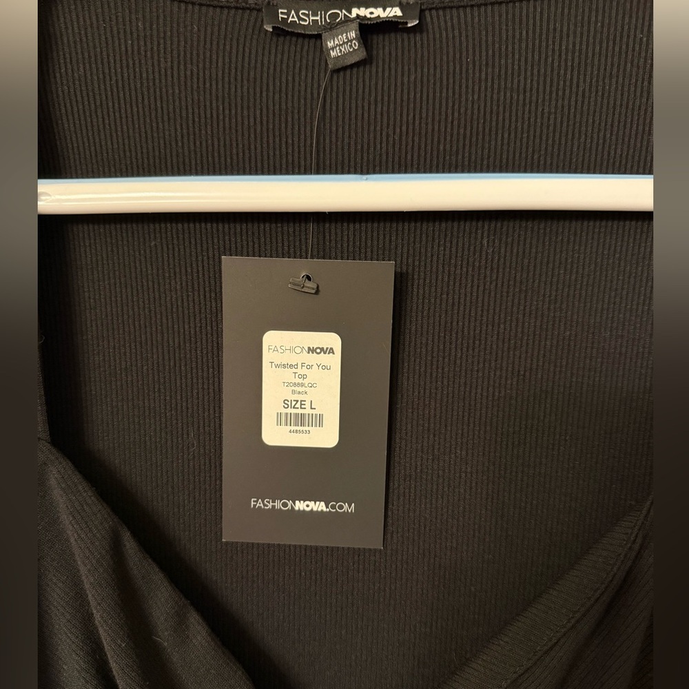 🏷️NWT Fashion Nova Elegant Black Drape Blouse - Picture 2 of 3